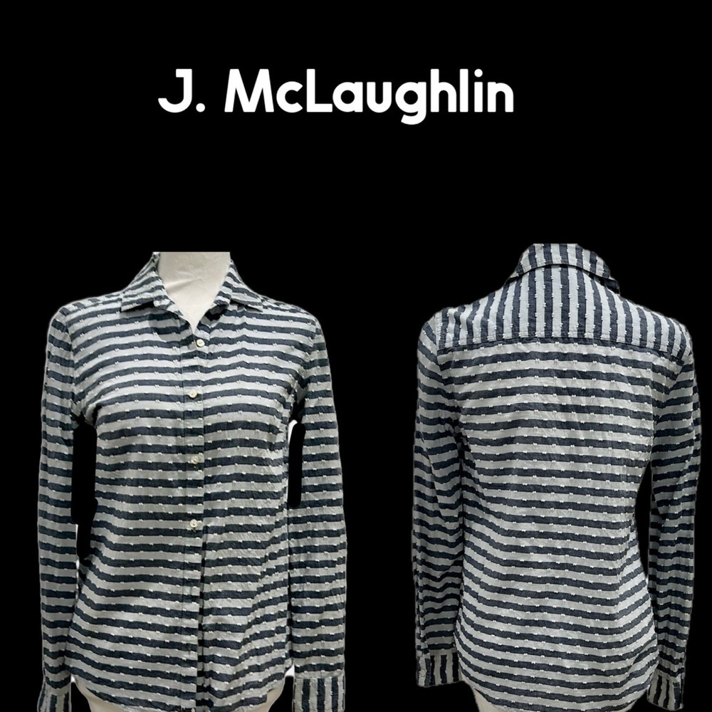 J. Mclaughlin Button Down Striped Blouse - image 2